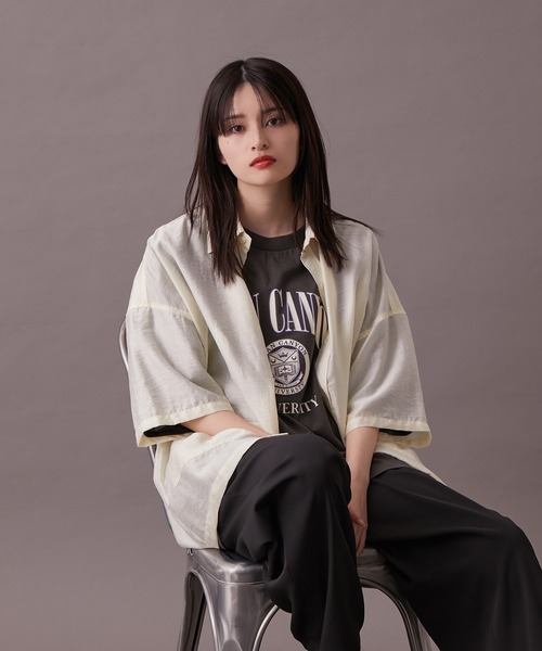 re_k by JUNRED（レクバイジュンレッド）の「【 re_k by JUNRED 】ジャガードシアーハーフスリーブシャツ（シャツ/ブラウス・メンズ・イエロー/ブラック・M/L/S）」の20枚目の写真