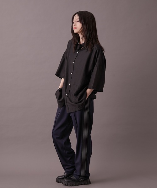 re_k by JUNRED（レクバイジュンレッド）の「【 re_k by JUNRED 】ジャガードシアーハーフスリーブシャツ（シャツ/ブラウス・メンズ・イエロー/ブラック・M/L/S）」の14枚目の写真