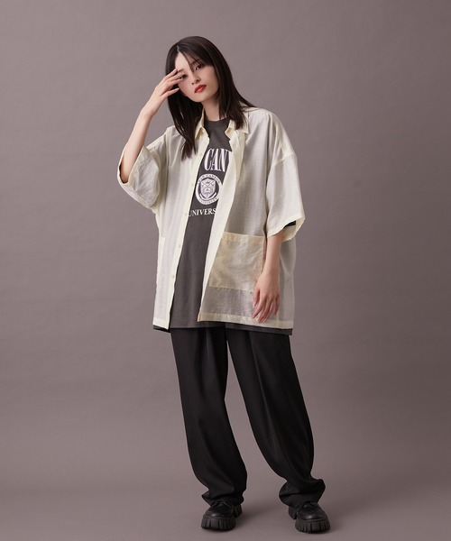 re_k by JUNRED（レクバイジュンレッド）の「【 re_k by JUNRED 】ジャガードシアーハーフスリーブシャツ（シャツ/ブラウス・メンズ・イエロー/ブラック・M/L/S）」の18枚目の写真