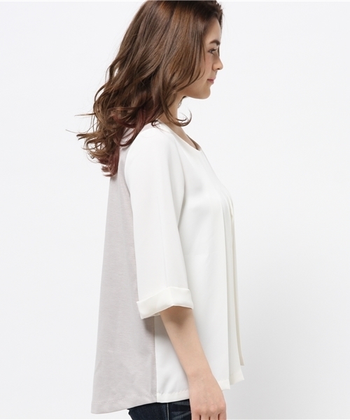 OUTLET（アウトレット）の「【CAPRICIEUX LE'MAGE】フロントタックボンディングブラウス（シャツ/ブラウス・レディース・キャメル/ネイビー/ホワイト・FREE）」の5枚目の写真