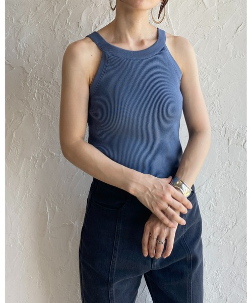 She's Closet(シーズクローゼット)の「カップ付きリブアメスリタンクトップインナートップス(タンクトップ・レディース・ブラック/ブルー/グリーン/アイボリー・FREE)」の8枚目の写真