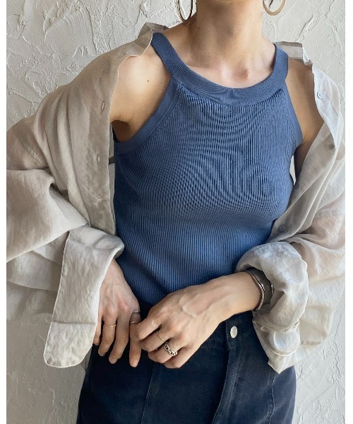 She's Closet(シーズクローゼット)の「カップ付きリブアメスリタンクトップインナートップス(タンクトップ・レディース・ブラック/ブルー/グリーン/アイボリー・FREE)」の9枚目の写真