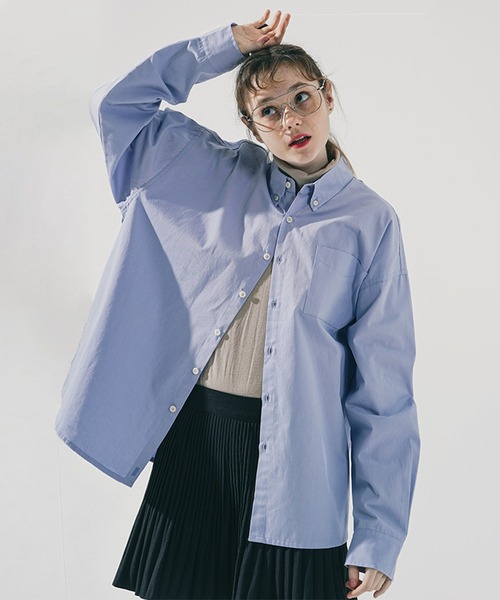 WV PROJECT(ダブリューブイプロジェクト)の「【WV PROJECT/ダブリューブイプロジェクト】The overfit cotton shirts / ビッグシルエットボタンダウンシャツ(シャツ/ブラウス・レディース・スカイブルー/アイボリー/ベージュ/ネイビー/ブルー系1・MEDIUM/X-LARGE/LARGE)」の5枚目の写真