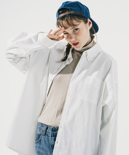 WV PROJECT(ダブリューブイプロジェクト)の「【WV PROJECT/ダブリューブイプロジェクト】The overfit cotton shirts / ビッグシルエットボタンダウンシャツ(シャツ/ブラウス・レディース・スカイブルー/アイボリー/ベージュ/ネイビー/ブルー系1・MEDIUM/X-LARGE/LARGE)」の1枚目の写真