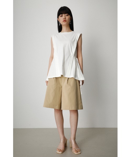 AZUL by moussy(アズールバイマウジー)の「TUCK WIDE SHORT PANTS/タックワイドショートパンツ(その他パンツ・レディース・ベージュ/ブラック・SMALL/MEDIUM)」の11枚目の写真