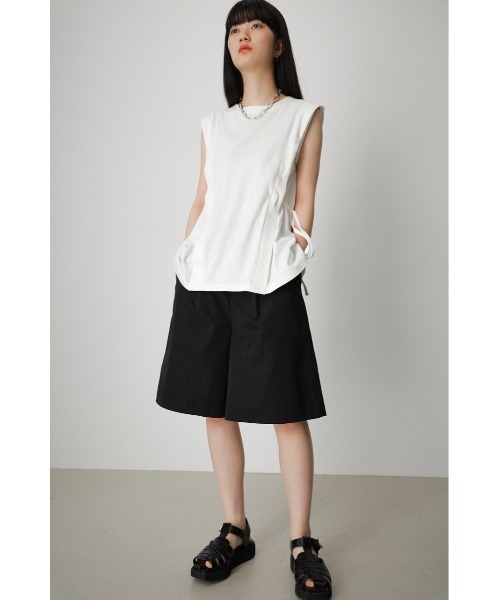 AZUL by moussy(アズールバイマウジー)の「TUCK WIDE SHORT PANTS/タックワイドショートパンツ(その他パンツ・レディース・ベージュ/ブラック・SMALL/MEDIUM)」の18枚目の写真