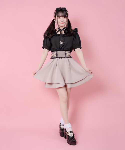 ROJITA（ロジータ）の「クロスベルト2段フレアスカート（スカート・レディース・グレー/ブラック/ピンク・FREE）」の21枚目の写真