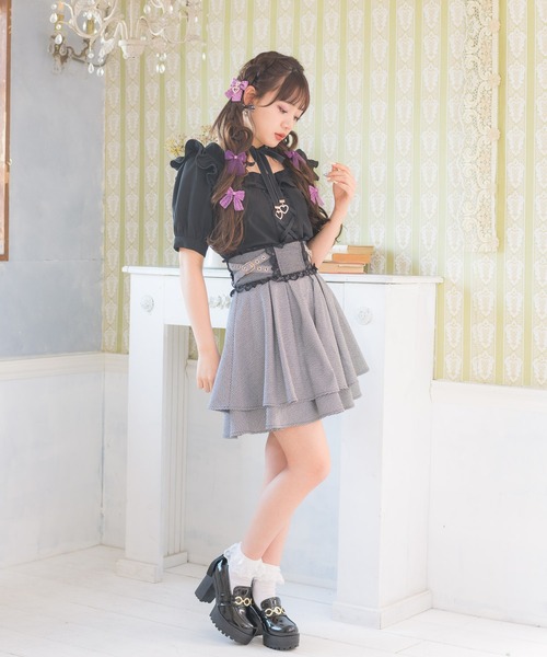 ROJITA（ロジータ）の「クロスベルト2段フレアスカート（スカート・レディース・グレー/ブラック/ピンク・FREE）」の19枚目の写真