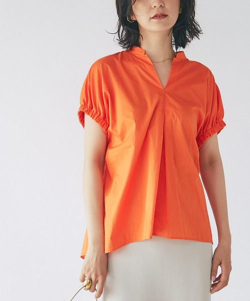 RIVE DROITE（リヴドロワ）の「コットンギャザースリーブブラウス（シャツ/ブラウス・レディース・オレンジ/オフホワイト/ブラック・FREE）」の3枚目の写真