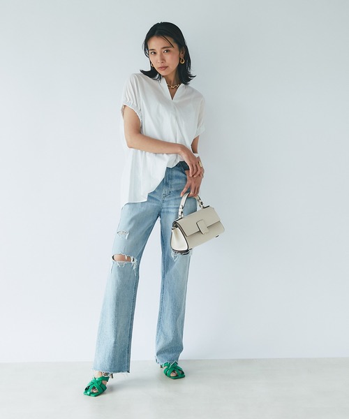 RIVE DROITE（リヴドロワ）の「コットンギャザースリーブブラウス（シャツ/ブラウス・レディース・オレンジ/オフホワイト/ブラック・FREE）」の10枚目の写真