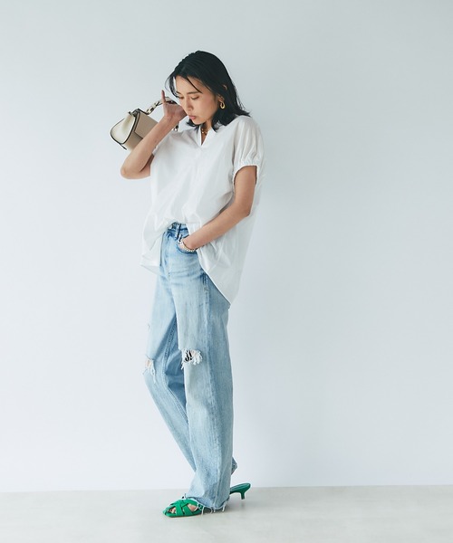 RIVE DROITE（リヴドロワ）の「コットンギャザースリーブブラウス（シャツ/ブラウス・レディース・オレンジ/オフホワイト/ブラック・FREE）」の11枚目の写真