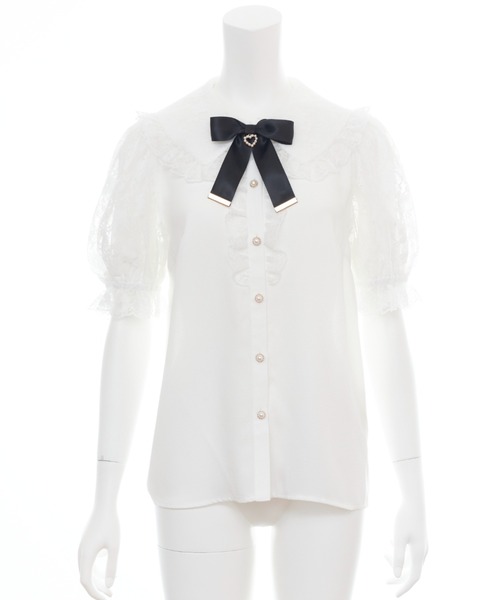 Secret Honey（シークレットハニー）の「レース袖フリル半袖ブラウス（シャツ/ブラウス・レディース・オフホワイト/ホワイト系その他・MEDIUM）」の13枚目の写真