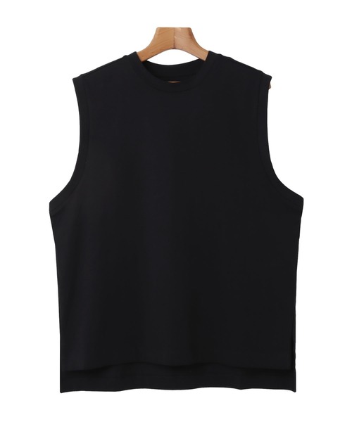 andme(アンドミー)の「オーバーサイズロング丈ノースリーブトップス(Tシャツ/カットソー・レディース・チャコールグレー/ブラック/オフホワイト/グリーン/テラコッタ/ワインレッド/ライム・M)」の11枚目の写真