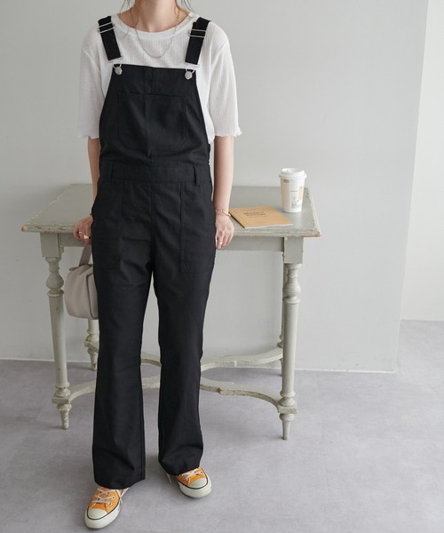 DISCOAT（ディスコート）の「【WEB限定】リネンサロペット（サロペット/オーバーオール・レディース・ブラック/ライトベージュ・FREE）」の8枚目の写真