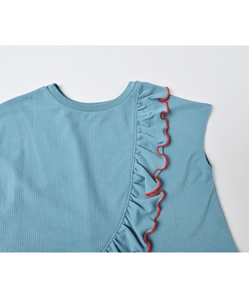 CALMIA（カルミア）の「アシンメトリーフリルカットソー（90～150cm）（Tシャツ/カットソー・キッズ・ライトブルー/オレンジ/オフホワイト・90/100/110/120/130/140/150）」の6枚目の写真