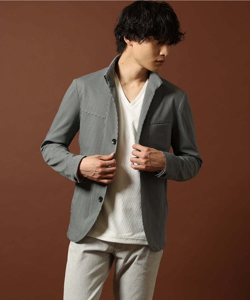 MK MICHEL KLEIN HOMME (エムケーミッシェルクランオム)の「チドリ柄コンバーチブルジャケット(テーラードジャケット・メンズ・グレー/ネイビー・MEDIUM/LARGE/X-LARGE)」の9枚目の写真