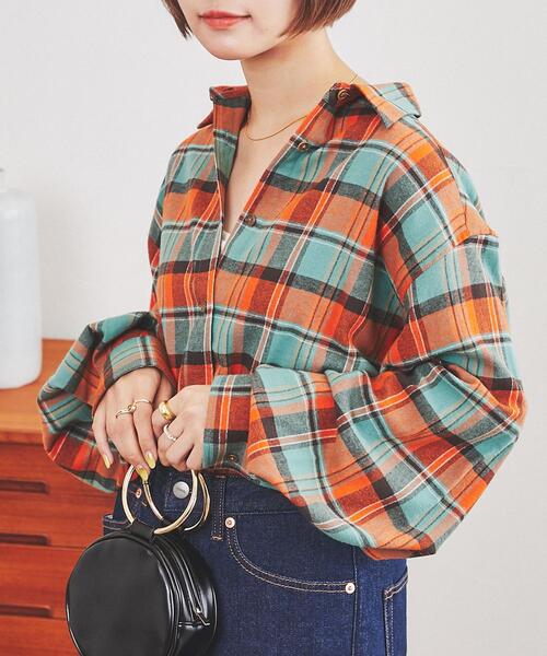 coen（コーエン）の「THE ALASKAN(アラスカン）別注ボリュームスリーブネルシャツ（シャツ/ブラウス・レディース・ブラウン/ワイン/オレンジ・L/M）」の3枚目の写真