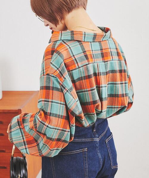 coen（コーエン）の「THE ALASKAN(アラスカン）別注ボリュームスリーブネルシャツ（シャツ/ブラウス・レディース・ブラウン/ワイン/オレンジ・L/M）」の4枚目の写真