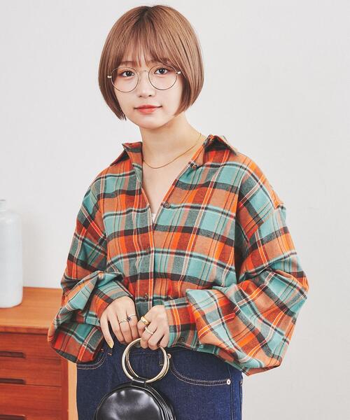 coen（コーエン）の「THE ALASKAN(アラスカン）別注ボリュームスリーブネルシャツ（シャツ/ブラウス・レディース・ブラウン/ワイン/オレンジ・L/M）」の5枚目の写真