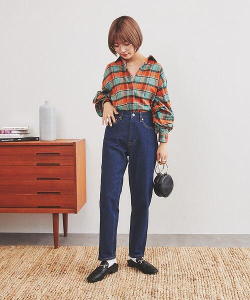 coen（コーエン）の「THE ALASKAN(アラスカン）別注ボリュームスリーブネルシャツ（シャツ/ブラウス・レディース・ブラウン/ワイン/オレンジ・L/M）」の6枚目の写真