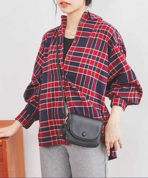 coen（コーエン）の「THE ALASKAN(アラスカン）別注ボリュームスリーブネルシャツ（シャツ/ブラウス・レディース・ブラウン/ワイン/オレンジ・L/M）」の8枚目の写真