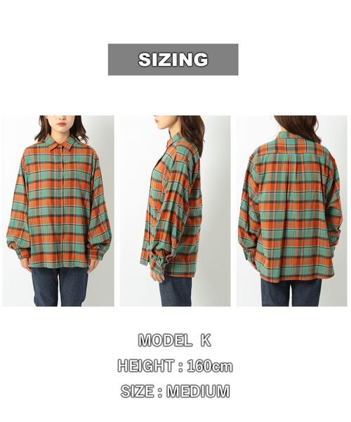 coen（コーエン）の「THE ALASKAN(アラスカン）別注ボリュームスリーブネルシャツ（シャツ/ブラウス・レディース・ブラウン/ワイン/オレンジ・L/M）」の20枚目の写真