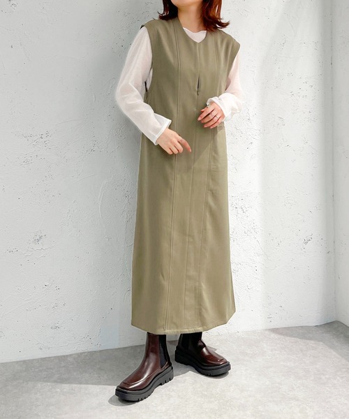apres jour mignon（アプレジュールミニョン）の「ジップ付きワンピース【ZOZOTOWN限定アイテム】（ワンピース・レディース・ダークブラウン/カーキ/ブラック・X-LARGE/フリー）」の19枚目の写真