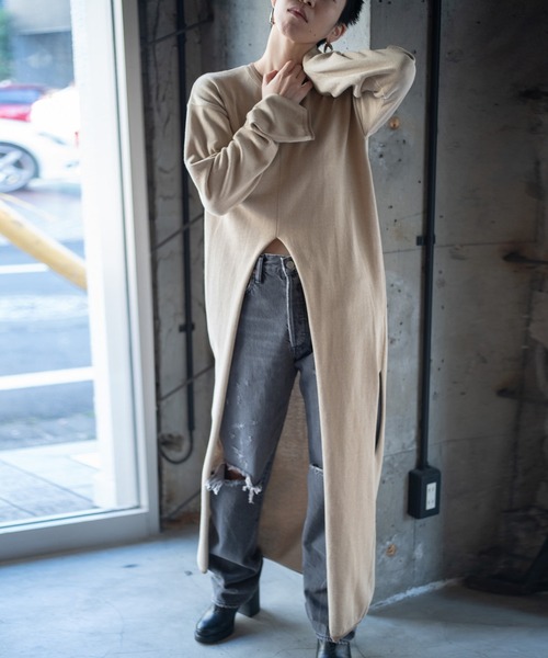 k3&co.（ケイスリーアンドコー）の「KNIT OP（ワンピース・レディース・ベージュ/ダークグレー/オリーブ・ONE SIZE）」の2枚目の写真