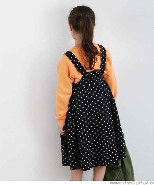 coca（coca）（コカ）の「キッズ ドット柄 プリーツ ジャンパースカート（ジャンパースカート・キッズ・ブラック・100/110/120/130）」の4枚目の写真