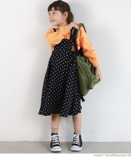 coca（coca）（コカ）の「キッズ ドット柄 プリーツ ジャンパースカート（ジャンパースカート・キッズ・ブラック・100/110/120/130）」の3枚目の写真