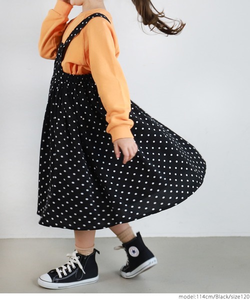 coca（coca）（コカ）の「キッズ ドット柄 プリーツ ジャンパースカート（ジャンパースカート・キッズ・ブラック・100/110/120/130）」の5枚目の写真