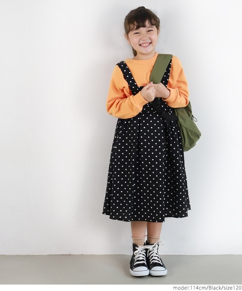 coca（coca）（コカ）の「キッズ ドット柄 プリーツ ジャンパースカート（ジャンパースカート・キッズ・ブラック・100/110/120/130）」の6枚目の写真