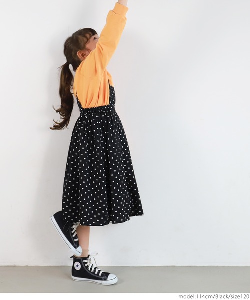 coca（coca）（コカ）の「キッズ ドット柄 プリーツ ジャンパースカート（ジャンパースカート・キッズ・ブラック・100/110/120/130）」の7枚目の写真