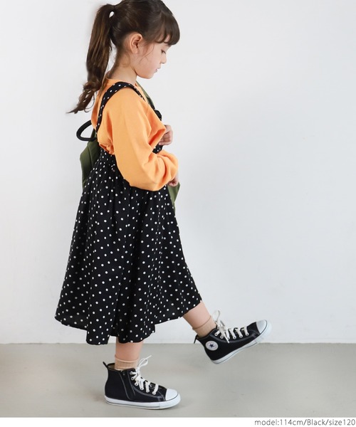 coca（coca）（コカ）の「キッズ ドット柄 プリーツ ジャンパースカート（ジャンパースカート・キッズ・ブラック・100/110/120/130）」の9枚目の写真