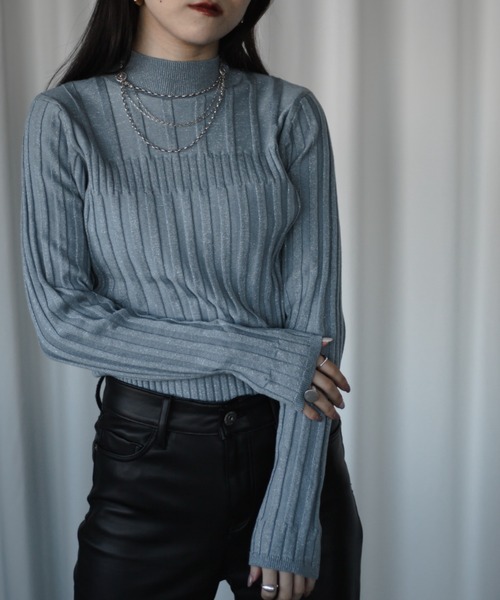 Ezick（エジック）の「イレリブハイネックカラーニット（ニット/セーター・レディース・ブラック/モカ/パープル/ピンク/ブラウン系/ブルー系/ネイビー系・FREE）」の6枚目の写真