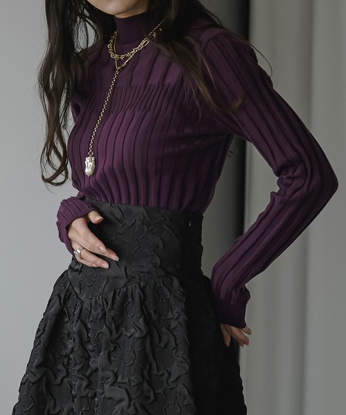 Ezick（エジック）の「イレリブハイネックカラーニット（ニット/セーター・レディース・ブラック/モカ/パープル/ピンク/ブラウン系/ブルー系/ネイビー系・FREE）」の8枚目の写真