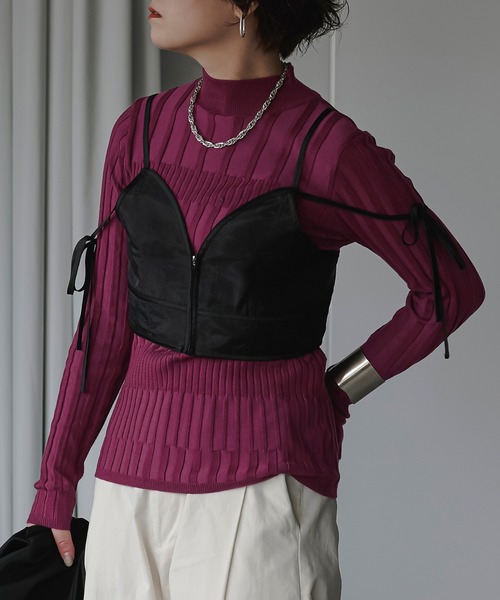 Ezick（エジック）の「イレリブハイネックカラーニット（ニット/セーター・レディース・ブラック/モカ/パープル/ピンク/ブラウン系/ブルー系/ネイビー系・FREE）」の9枚目の写真