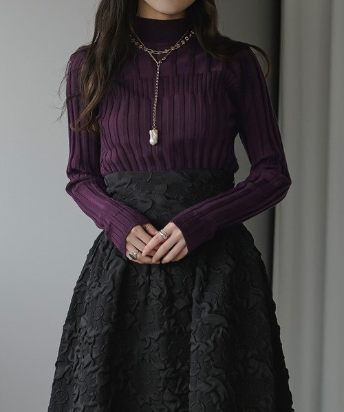 Ezick（エジック）の「イレリブハイネックカラーニット（ニット/セーター・レディース・ブラック/モカ/パープル/ピンク/ブラウン系/ブルー系/ネイビー系・FREE）」の14枚目の写真