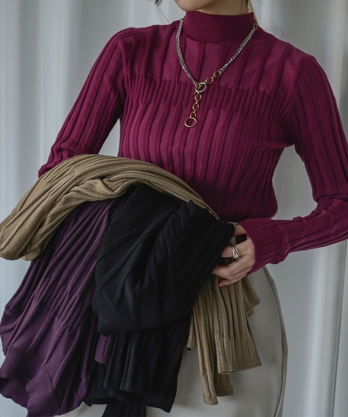 Ezick（エジック）の「イレリブハイネックカラーニット（ニット/セーター・レディース・ブラック/モカ/パープル/ピンク/ブラウン系/ブルー系/ネイビー系・FREE）」の20枚目の写真