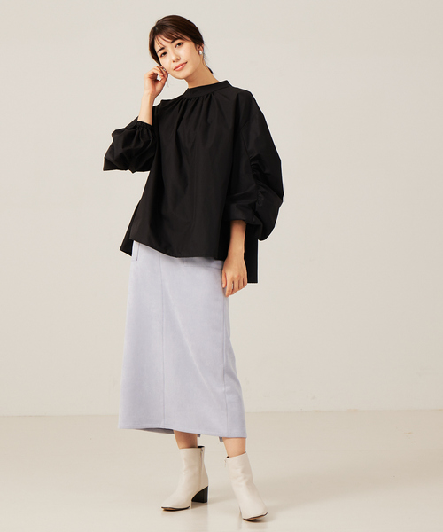 abahouse mavie(アバハウスマヴィ)の「袖ギャザースタンドカラーブラウス(シャツ/ブラウス・レディース・ホワイト/ブラック/ブラウン/マスタード・フリー)」の14枚目の写真