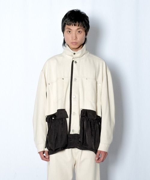 Wizzard(ウィザード)の「Wizzard ウィザード / WASHED DOCKING DENIM JACKET ウォッシュドドッキングデニムジャケット(デニムジャケット・メンズ・ブラック/ホワイト×ブラック/ブルー系その他・1/2/3)」の2枚目の写真