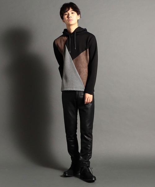 HIDEAWAYS NICOLE（ハイダウェイニコル）の「異素材コンビプルオーバーパーカ（パーカー・メンズ・ブラック/グレー/その他/オフホワイト・MEDIUM/LARGE/X-LARGE）」の5枚目の写真