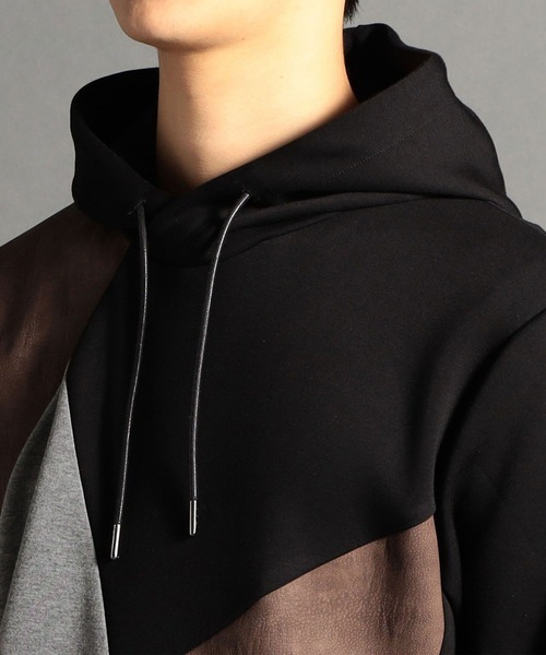 HIDEAWAYS NICOLE（ハイダウェイニコル）の「異素材コンビプルオーバーパーカ（パーカー・メンズ・ブラック/グレー/その他/オフホワイト・MEDIUM/LARGE/X-LARGE）」の9枚目の写真