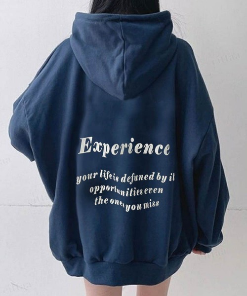 Dalfwin(ダールフィン)の「Experienceレタリングオーバーサイズフーディーパーカー(パーカー・レディース・ブラック/コーラルピンク/ネイビー・FREE)」の4枚目の写真