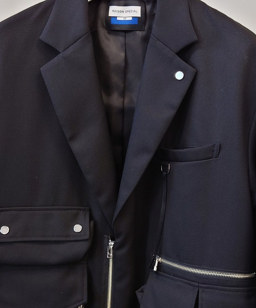 MAISON SPECIAL（メゾンスペシャル）の「《ユニセックスアイテム》プライムオーバーフロントジップミリタリーテーラードジャケット【MAISON SPECIAL/メゾンスペシャル】（ミリタリージャケット・メンズ・ブラック/オフホワイト・2/1）」の19枚目の写真