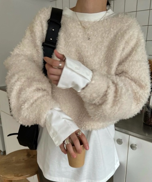 WILLFULLY(ウィルフリー)の「v neck poodle shaggy bolero(カーディガン/ボレロ・レディース・ブラック/ホワイト系・FREE)」の11枚目の写真