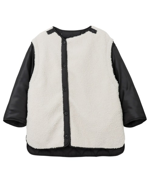 andme（アンドミー）の「4wayキルティングジャケット（ミリタリージャケット・レディース・ブラック/アイボリー/カーキ/ベージュ・M）」の5枚目の写真