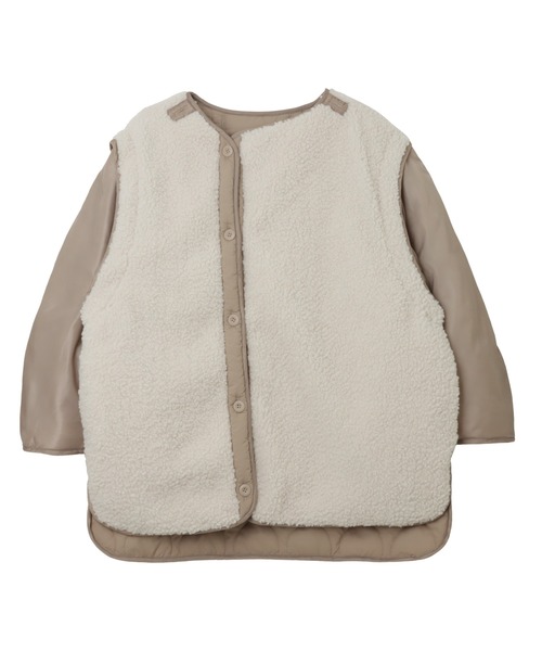 andme（アンドミー）の「4wayキルティングジャケット（ミリタリージャケット・レディース・ブラック/アイボリー/カーキ/ベージュ・M）」の8枚目の写真