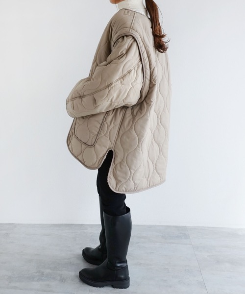 andme（アンドミー）の「4wayキルティングジャケット（ミリタリージャケット・レディース・ブラック/アイボリー/カーキ/ベージュ・M）」の18枚目の写真