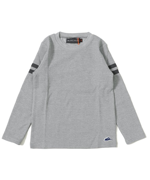 KRIFF MAYER Kid's Collection（クリフメイヤーキッズコレクション）の「マイニチ袖ラインTEE（Tシャツ/カットソー・キッズ・チャコール/カーキ/ブルーグリーン/グレー・120/130/140/150/160/170）」の2枚目の写真